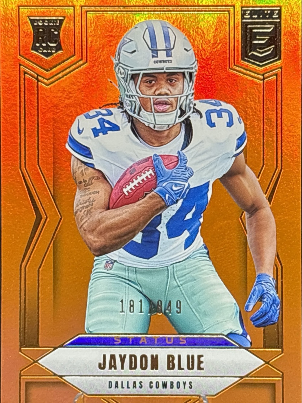 Panini Elite Orange Foil Jaydon Blue Dallas Cowboys Rookie Card LE 181/849